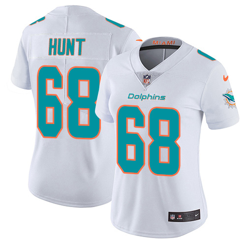 Nike Miami Dolphins #68 Robert Hunt White Women Stitched NFL Vapor Untouchable Limited Jersey->women nfl jersey->Women Jersey